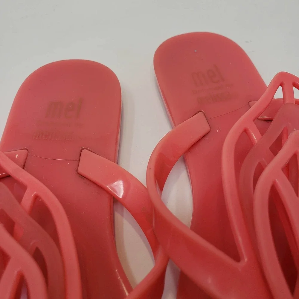 Mel Dreamed by Melissa Butterfly Wing Sandal Size 11 Flip Flop Coral Pink